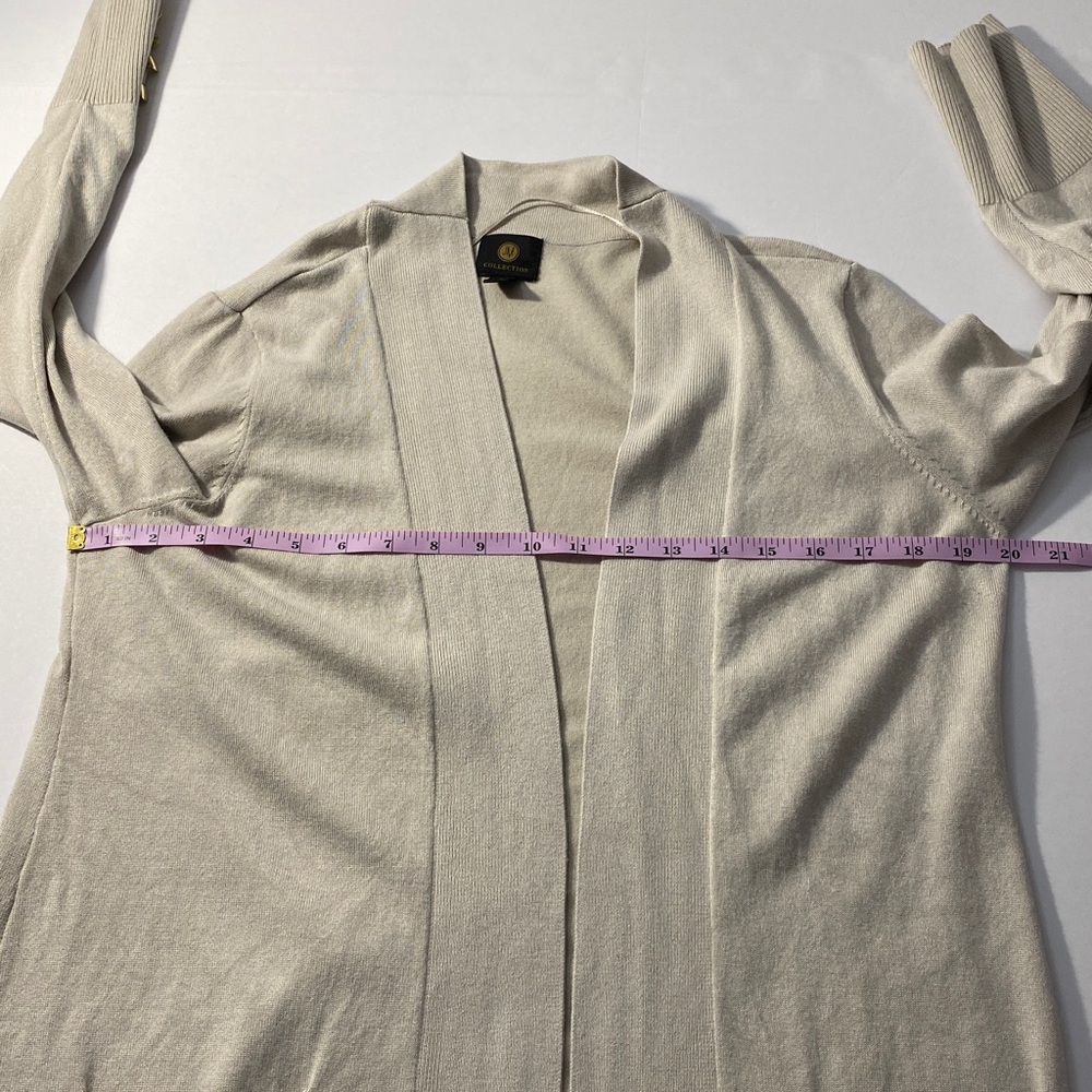 JM Collection Beige Open-Front Cardigan - Picture 11 of 13